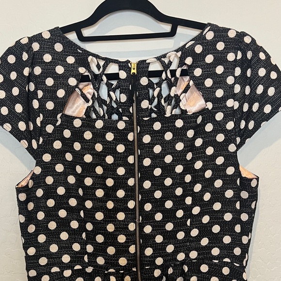 Anthropologie Maeve Polka Dots Dress Black and White with cutouts size 12 - Picture 12 of 15